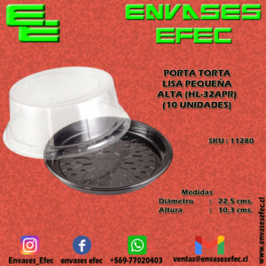 PORTA TORTA  LISA PEQUEÑA  ALTA (HL-32APR)  (10 UNIDADES)