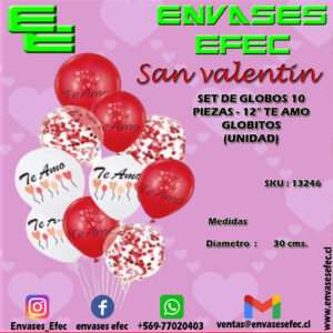SET DE GLOBOS 10 PIEZAS - 12" TE AMO GLOBITOS (UNIDAD)