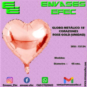 GLOBO METÁLICO 18' CORAZONES ROSE GOLD (UNIDAD)