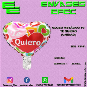 GLOBO METÁLICO 10' TE QUIERO (UNIDAD)