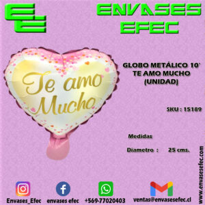 GLOBO METÁLICO 10' TE AMO MUCHO (UNIDAD)