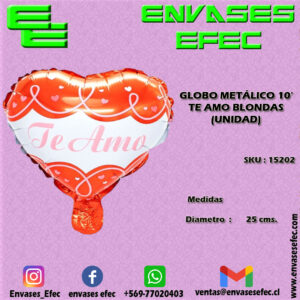 GLOBO METÁLICO 10' TE AMO BLONDAS (UNIDAD)