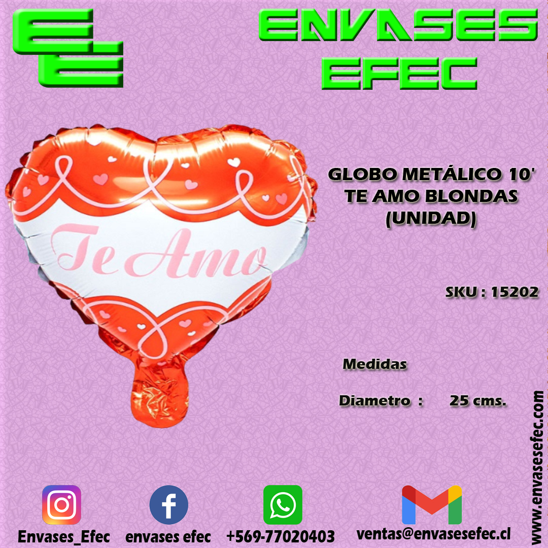 GLOBO METÁLICO 10' TE AMO BLONDAS (UNIDAD)
