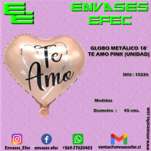 GLOBO METÁLICO 18' TE AMO PINK (UNIDAD)