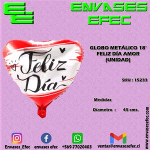 GLOBO METÁLICO 18' FELIZ DÍA AMOR (UNIDAD)