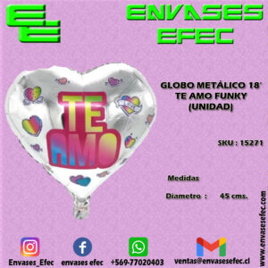 GLOBO METÁLICO 18' TE AMO FUNKY (UNIDAD)