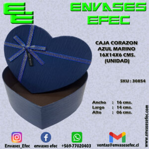 CAJA CORAZON AZUL MARINO 16X14X6 CMS. (UNIDAD)