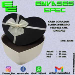 CAJA CORAZON BLANCO/NEGRO 16X14X6 CMS. (UNIDAD)