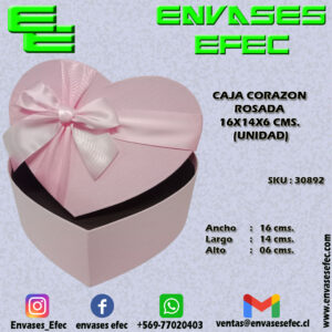 CAJA CORAZON ROSADA 16X14X6 CMS. (UNIDAD)