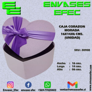CAJA CORAZON MORADA 16X14X6 CMS. (UNIDAD)