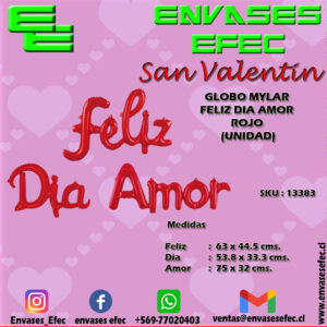 GLOBO MYLAR FELIZ DIA AMOR ROJO (UNIDAD)
