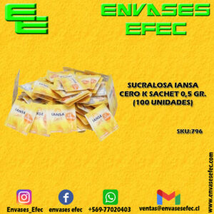 SUCRALOSA IANSA CERO K SACHET 0,5 GR. (100 UNIDADES)