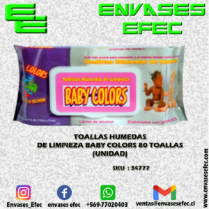 TOALLAS HUMEDAS DE LIMPIEZA BABY COLORS 80 TOALLAS (UNIDAD)