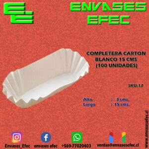 COMPLETERA CARTON BLANCO 15 CMS (100 UNIDADES)