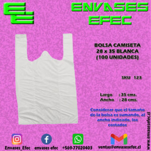 BOLSA CAMISETA 28X35 BLANCA (100 UNIDADES)