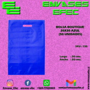 BOLSA BOUTIQUE 20X30 AZUL (50 UNIDADES)