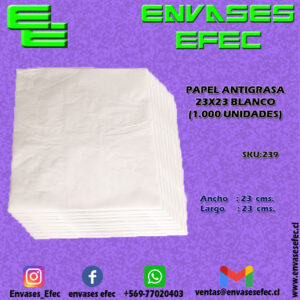PAPEL ANTIGRASA 23X23 BLANCO (1.000 UNIDADES)