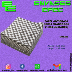 PAPEL ANTIGRASA 30X30 CUADRADOS (1.000 UNIDADES)