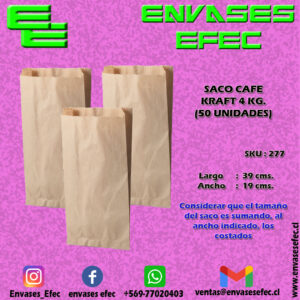 SACO CAFE KRAFT 4 KG. (50 UNIDADES)