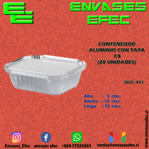 CONTENEDOR ALUMINIO CON TAPA C8 (20 UNIDADES)