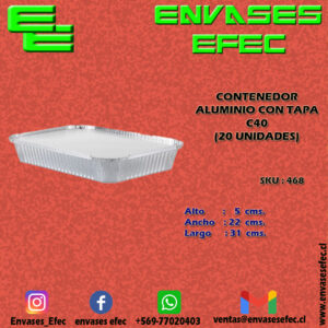 CONTENEDOR ALUMINIO CON TAPA C40 (20 UNIDADES)