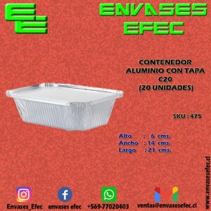 CONTENEDOR ALUMINIO CON TAPA C20 (20 UNIDADES)
