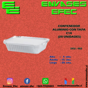 CONTENEDOR ALUMINIO CON TAPA C18 (20 UNIDADES)