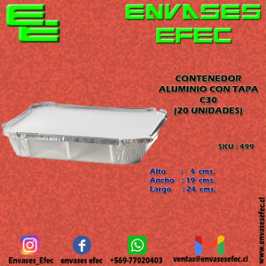 CONTENEDOR ALUMINIO CON TAPA C30 (20 UNIDADES)