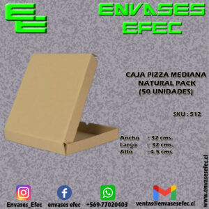CAJA PIZZA MEDIANA NATURAL PACK (32X32 CMS.) (50 UNIDADES)