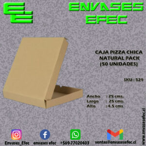 CAJA PIZZA CHICA NATURAL PACK (25X25 CMS.) (50 UNIDADES)