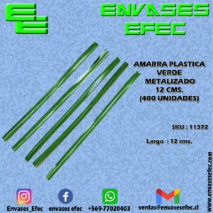 AMARRA PLASTICA VERDE METALIZADO 12 CMS. (400 UNIDADES)