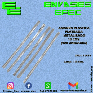AMARRA PLASTICA PLATEADA METALIZADO 10 CMS. (400 UNIDADES)