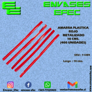 AMARRA PLASTICA ROJO METALIZADO 10 CMS. (400 UNIDADES)
