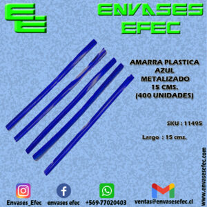 AMARRA PLASTICA AZUL METALIZADO 15 CMS. (400 UNIDADES)