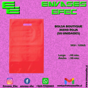 BOLSA BOUTIQUE 30X40 ROJA (50 UNIDADES)