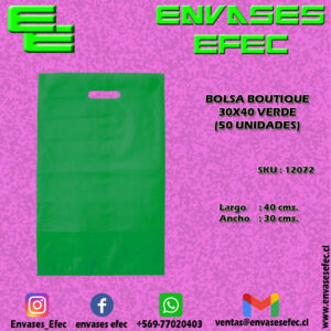 BOLSA BOUTIQUE 30X40 VERDE (50 UNIDADES)