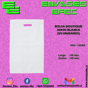 BOLSA BOUTIQUE 30X40 BLANCA (50 UNIDADES)