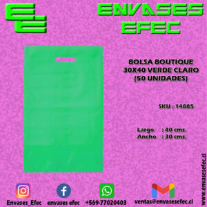 BOLSA BOUTIQUE 30X40 VERDE CLARO (50 UNIDADES)
