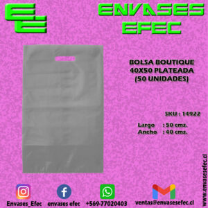 BOLSA BOUTIQUE 40X50 PLATEADA (50 UNIDADES)