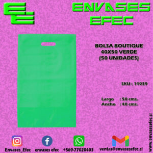 BOLSA BOUTIQUE 40X50 VERDE (50 UNIDADES)
