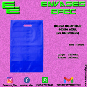 BOLSA BOUTIQUE 40X50 AZUL (50 UNIDADES)