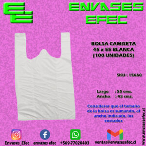 BOLSA CAMISETA 44X55 BLANCA (100 UNIDADES)