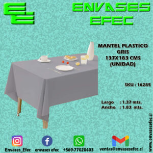 MANTEL PLASTICO GRIS 137X183 CMS (UNIDAD)