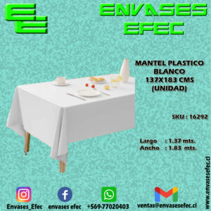 MANTEL PLASTICO BLANCO 137X183 CMS (UNIDAD)