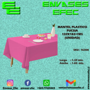 MANTEL PLASTICO FUCSIA 137X183 CMS (UNIDAD)