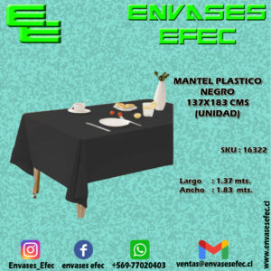 MANTEL PLASTICO NEGRO 137X183 CMS (UNIDAD)