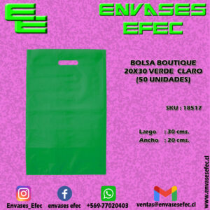 BOLSA BOUTIQUE 20X30 VERDE CLARO (50 UNIDADES)