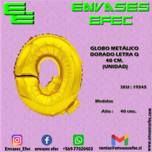 GLOBO METÁLICO DORADO LETRA Q - 40 CM (UNIDAD)