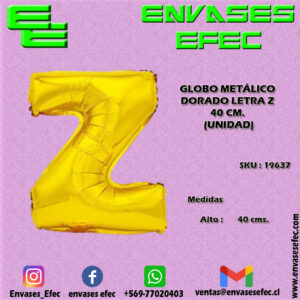 GLOBO METÁLICO DORADO LETRA Z - 40 CM (UNIDAD)