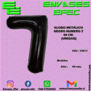 GLOBO METÁLICO NEGRO NUMERO 7 - 40 CM (UNIDAD)